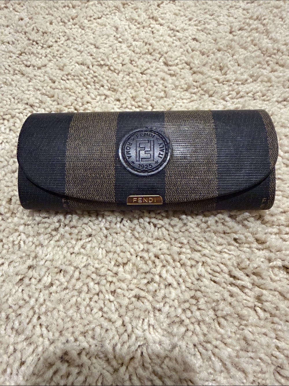 Vintage Fendi Striped Hard Glasses Case